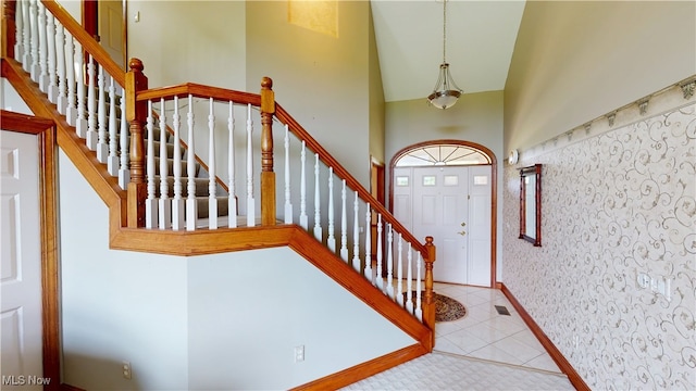 3383 Suffolk Downs, Stow, OH 44224 - stairs featuring a high ceiling and tile patterned flooring