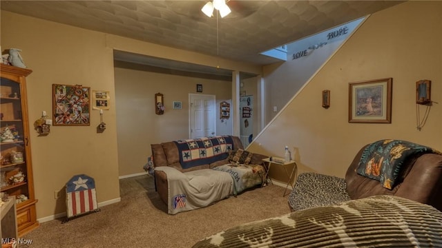 217 Mclaughlin Ave, Byesville, OH 43723 - living room with carpet and ceiling fan