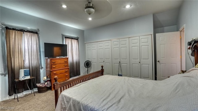 217 Mclaughlin Ave, Byesville, OH 43723 - carpeted bedroom with recessed lighting, a ceiling fan, and a closet