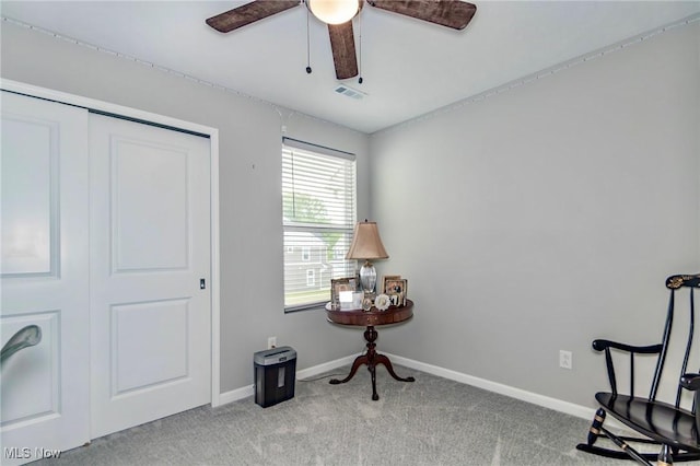 864 Woodside Dr, Westlake, OH 44145 - living area featuring ceiling fan and carpet flooring