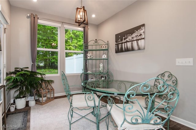 864 Woodside Dr, Westlake, OH 44145 - dining area featuring a chandelier, recessed lighting, and wood finished floors
