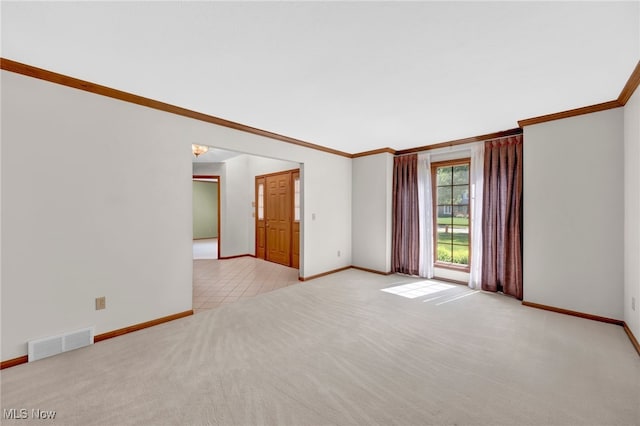 5502 Quail Run, North Olmsted, OH 44070 - spare room with light carpet and ornamental molding