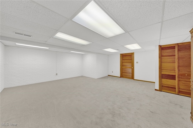 5502 Quail Run, North Olmsted, OH 44070 - finished below grade area with a drop ceiling and carpet flooring