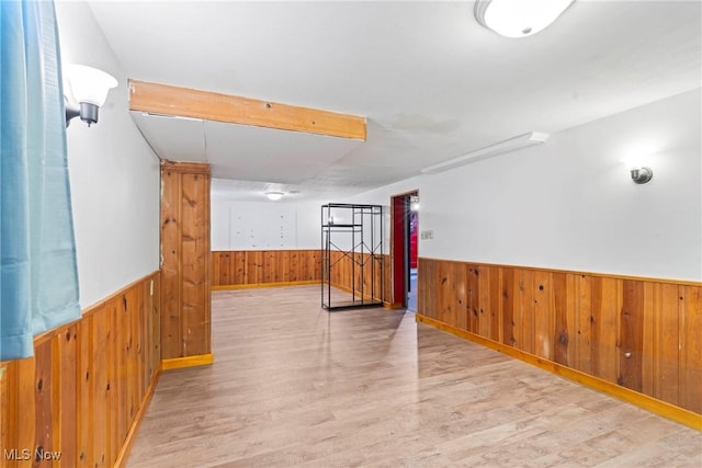 302 Bender Ave, Akron, OH 44312 - empty room with wainscoting, wooden walls, and wood finished floors