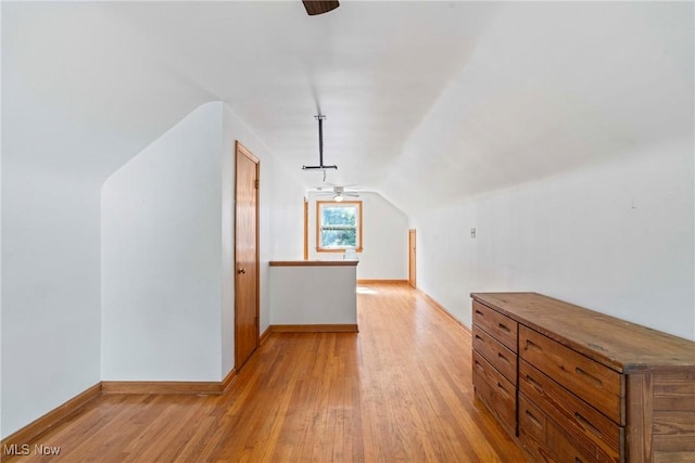 302 Bender Ave, Akron, OH 44312 - additional living space with light wood-type flooring, a ceiling fan, and lofted ceiling