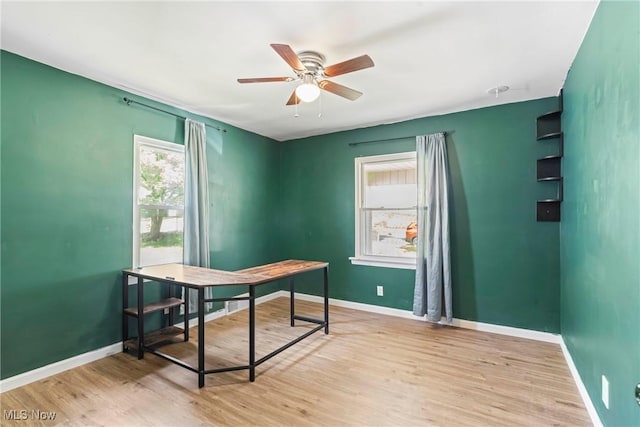 302 Bender Ave, Akron, OH 44312 - office area featuring ceiling fan and wood finished floors