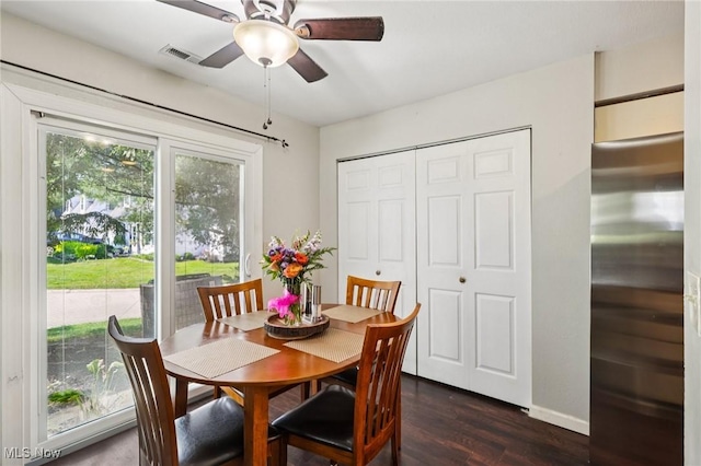 8080 Harbor Crk Unit 503, Mentor On The Lake, OH 44060 - dining area with a ceiling fan and dark wood-style flooring