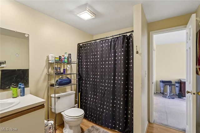 8080 Harbor Crk Unit 503, Mentor On The Lake, OH 44060 - bathroom with vanity, a shower with curtain, and wood finished floors