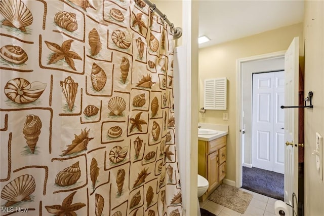 8080 Harbor Crk Unit 503, Mentor On The Lake, OH 44060 - bathroom with vanity, tile patterned floors, and a shower with shower curtain