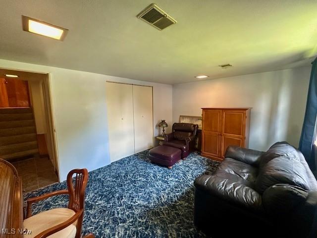 211 Donnell St, Weirton, WV 26062 - living room with carpet flooring and stairway
