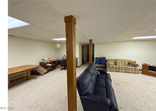 611 Wainwright Rd SE, New Philadelphia, OH 44663 - living room with carpet floors and a paneled ceiling