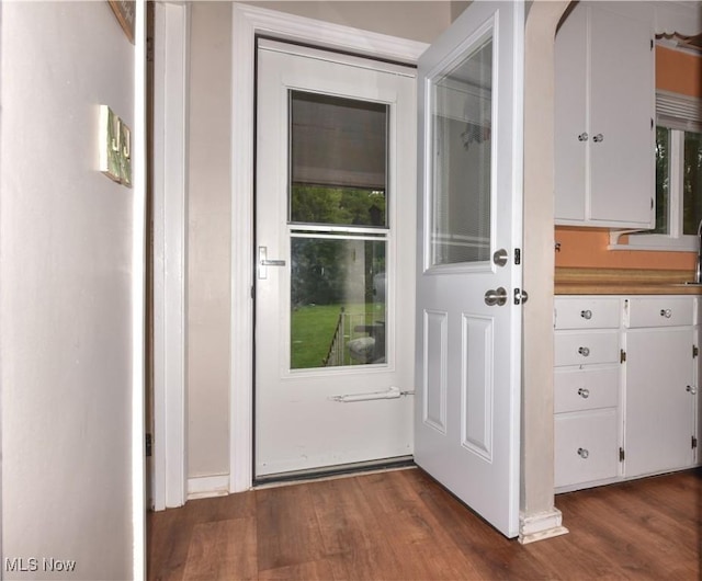 1212 State Route 7 NE, Brookfield, OH 44403 - doorway to outside with dark wood-style flooring