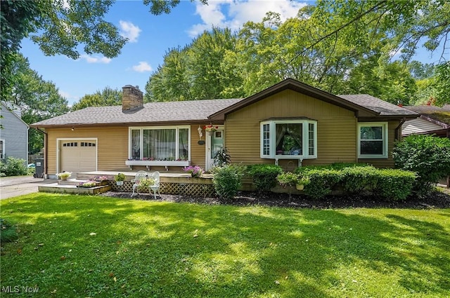 2970 Meadow Ln, Youngstown, OH 44511 - single story home with a garage, a chimney, a front lawn, and driveway