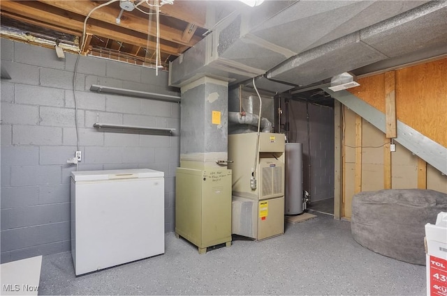 2970 Meadow Ln, Youngstown, OH 44511 - unfinished below grade area featuring gas water heater and refrigerator
