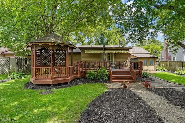 2970 Meadow Ln, Youngstown, OH 44511 - rear view of property featuring a deck, a gazebo, and roof with shingles