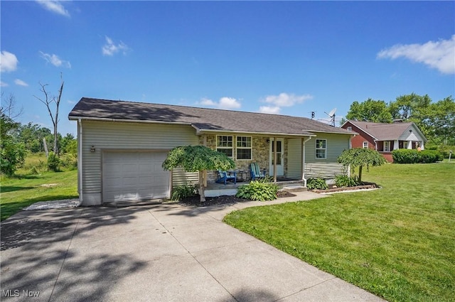 13774 Smith Goshen Rd, Beloit, OH 44609 - single story home with a porch, driveway, a front yard, and an attached garage