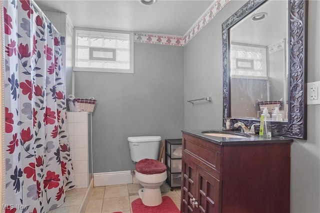 13774 Smith Goshen Rd, Beloit, OH 44609 - bathroom featuring vanity, tile patterned floors, and a shower with shower curtain