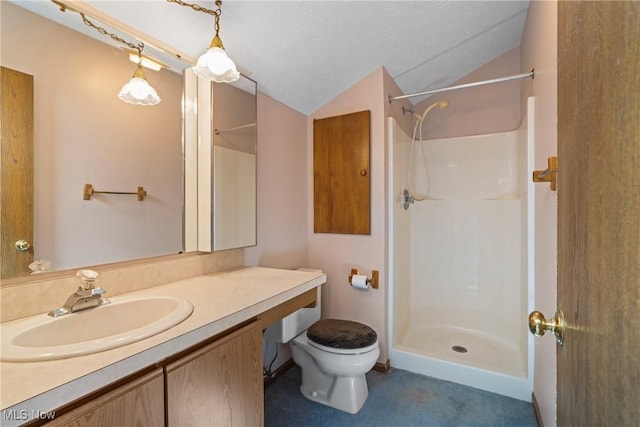 3494 Ivy Hill Cir Unit A, Cortland, OH 44410 - bathroom with vaulted ceiling, a shower, and vanity