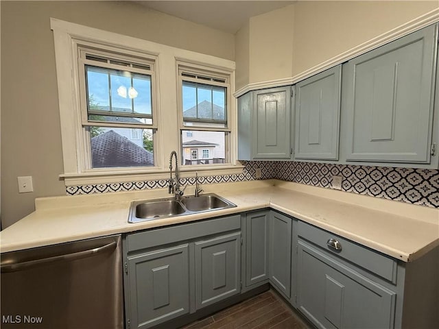 2000 16th St, Parkersburg, WV 26101 - kitchen featuring dishwasher, gray cabinets, and light countertops