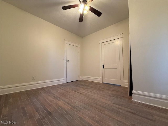 2000 16th St, Parkersburg, WV 26101 - empty room with dark wood finished floors and a ceiling fan