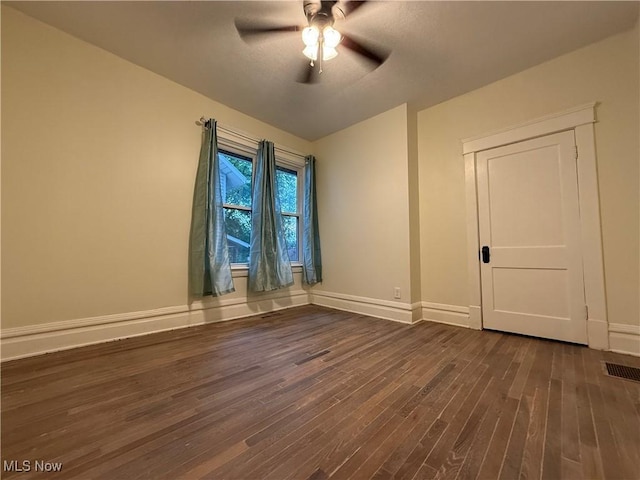 2000 16th St, Parkersburg, WV 26101 - spare room featuring dark wood finished floors and ceiling fan