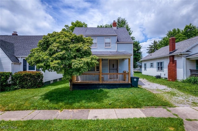 782 Ardella Ave, Akron, OH 44306 - view of front of property featuring a porch, a front lawn, and a chimney