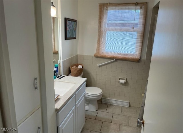 3590 Allendale Ave, Austintown, OH 44511 - bathroom with tile walls, vanity, tile patterned floors, and a wainscoted wall