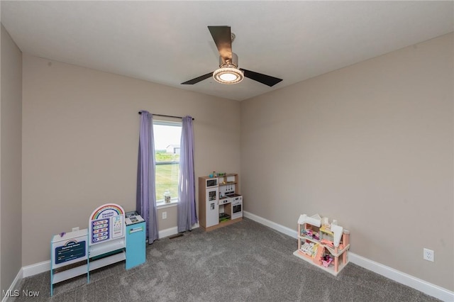 3508 Boos Rd, Huron, OH 44839 - rec room featuring ceiling fan and carpet