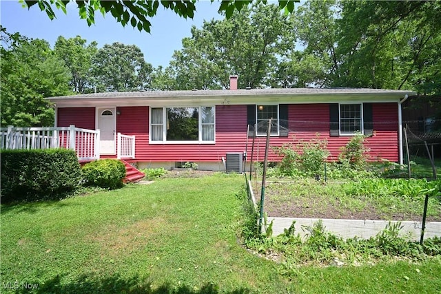 5735 Herbert Rd, Canfield, OH 44406 - ranch-style house with a chimney and a garden