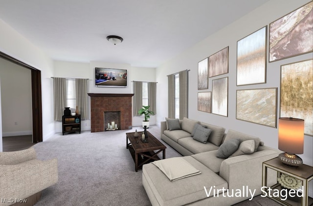 525 Riverside Ave, Wellsville, OH 43968 - carpeted living area with plenty of natural light and a fireplace
