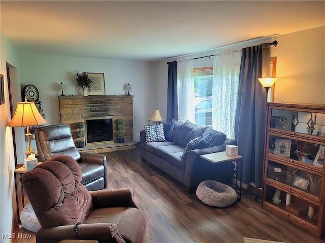 6412 Lieb Dr, New Franklin, OH 44216 - living area with wood finished floors and a fireplace