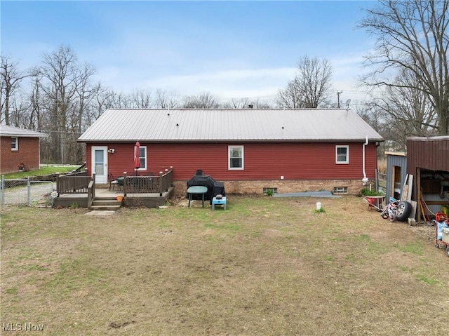 430 County Road 47, Toronto, OH 43964 - back of property featuring a metal roof and a wooden deck