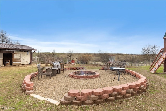 430 County Road 47, Toronto, OH 43964 - view of yard featuring an outdoor fire pit and an outdoor structure