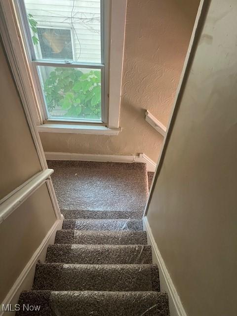 12208 Ingomar Ave, Cleveland, OH 44108 - staircase with carpet and baseboards