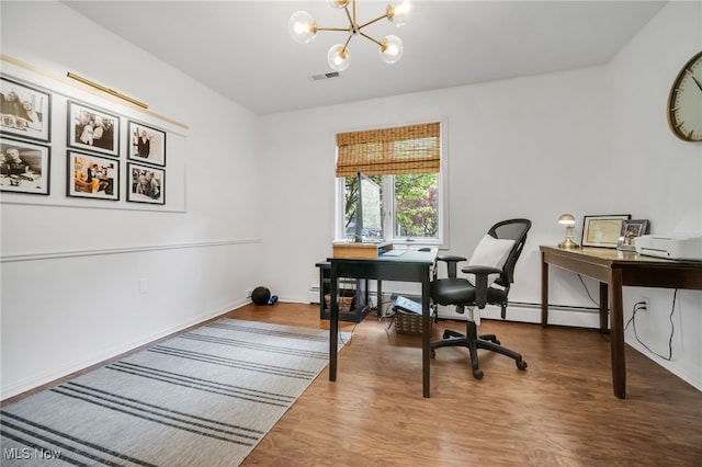 5108 Great Oaks Pkwy, Independence, OH 44131 - home office with a chandelier and wood finished floors