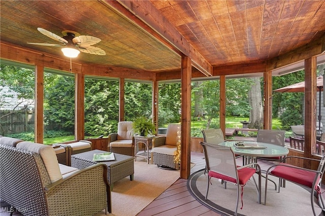 2925 Millboro Rd, Silver Lake, OH 44224 - sunroom / solarium with an outdoor hangout area, ceiling fan, and outdoor dining area