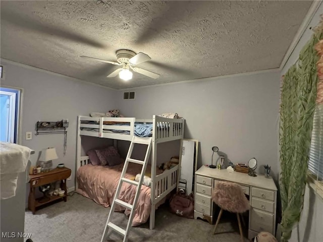 675 E 8th St, Salem, OH 44460 - bedroom with a textured ceiling, carpet floors, and a ceiling fan