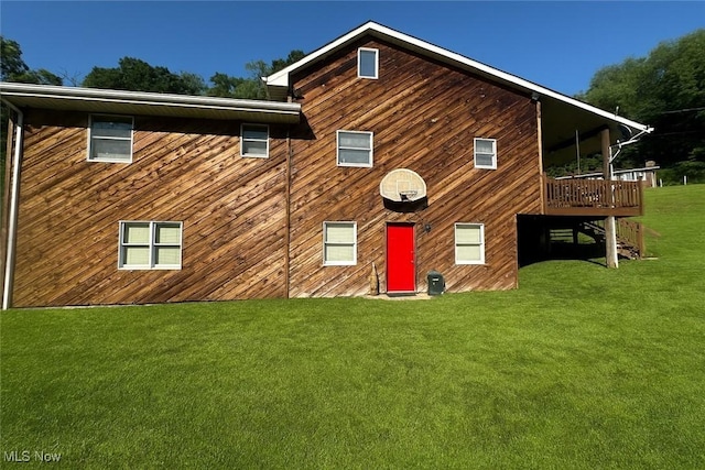 1321 Congo Arroyo Rd, New Cumberland, WV 26047 - rear view of property with a yard, a deck, and stairway