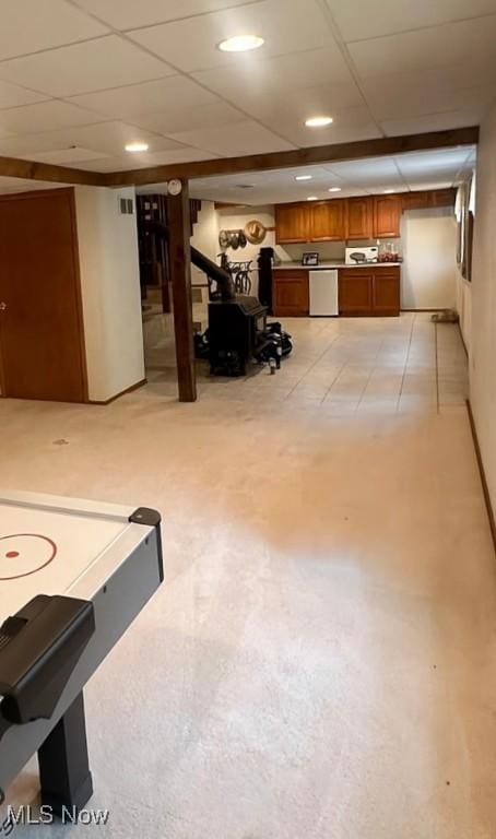 1321 Congo Arroyo Rd, New Cumberland, WV 26047 - finished basement featuring a drop ceiling