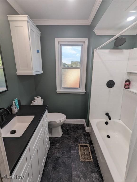 331 Louisiana Ave, Chester, WV 26034 - full bathroom featuring vanity, ornamental molding, and bathtub / shower combination