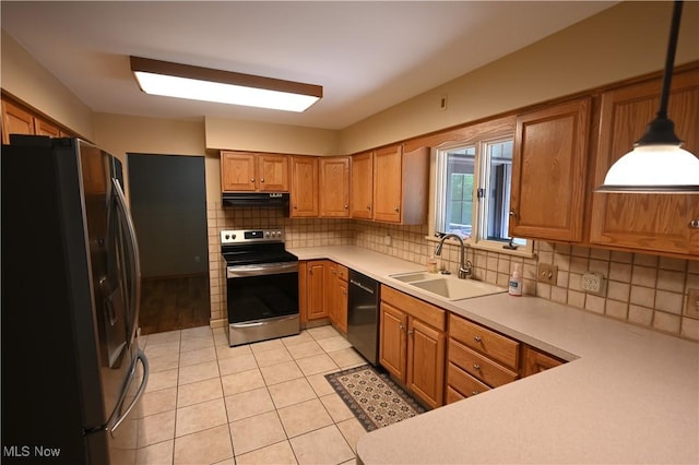 755 Blueberry Hill Dr, Canfield, OH 44406 - kitchen featuring stainless steel appliances, extractor fan, backsplash, and light countertops
