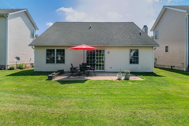 3886 Dugans Lndg, Perry, OH 44081 - rear view of property with a patio, a lawn, and roof with shingles