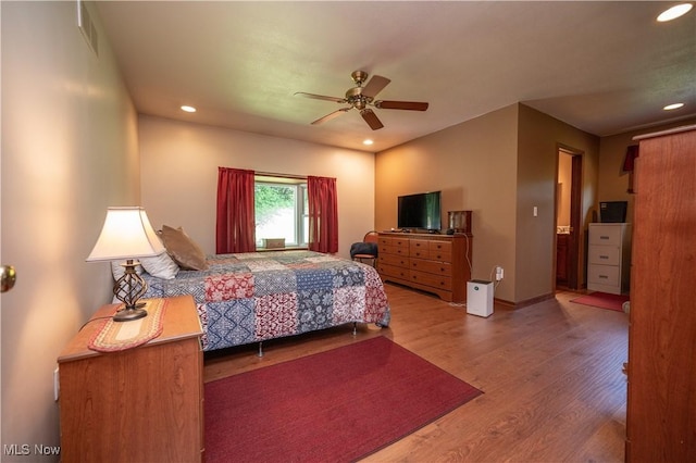 440 Lyons Ave, East Palestine, OH 44413 - bedroom featuring wood finished floors, recessed lighting, and a ceiling fan