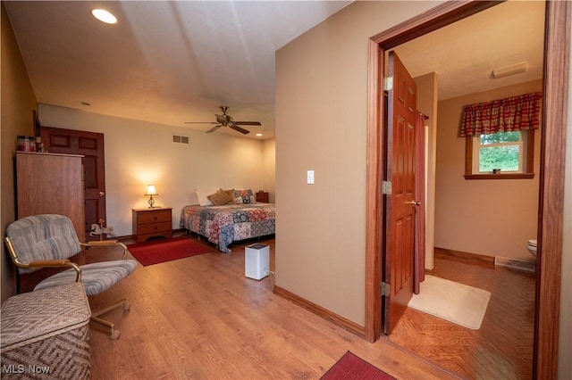 440 Lyons Ave, East Palestine, OH 44413 - bedroom featuring light wood-type flooring, recessed lighting, and ceiling fan