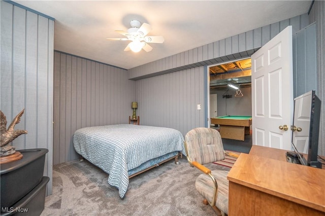 440 Lyons Ave, East Palestine, OH 44413 - bedroom featuring billiards, carpet flooring, and ceiling fan