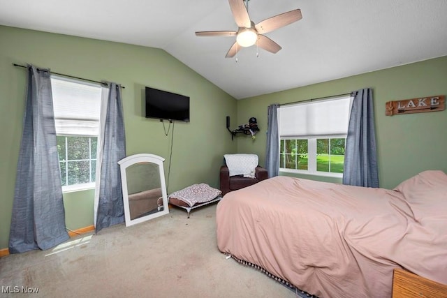 1005 Penn Ct, Grafton, OH 44044 - bedroom featuring vaulted ceiling, ceiling fan, and carpet flooring