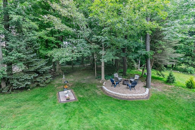 101 Middle Post Pt, Chardon, OH 44024 - view of grassy yard featuring a fire pit