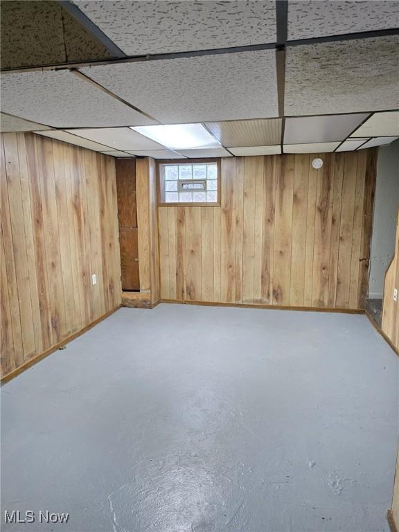 481 Kenwood Dr Unit N, Euclid, OH 44123 - below grade area with wood walls and a drop ceiling