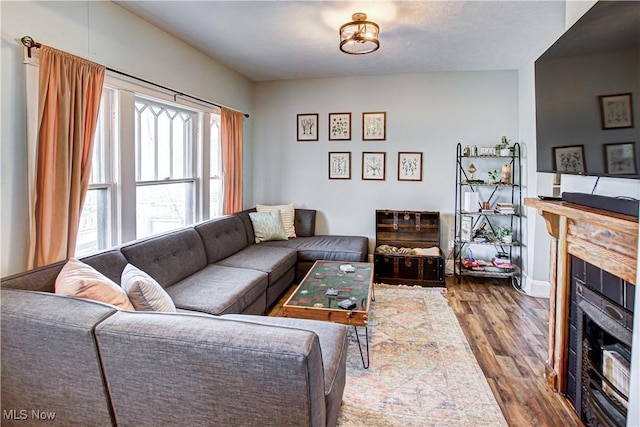 1289 W 115th St, Cleveland, OH 44102 - living area with wood finished floors and a glass covered fireplace