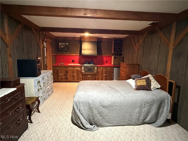 126 Stony Creek Dr, Millersburg, OH 44654 - bedroom featuring wooden walls and beamed ceiling